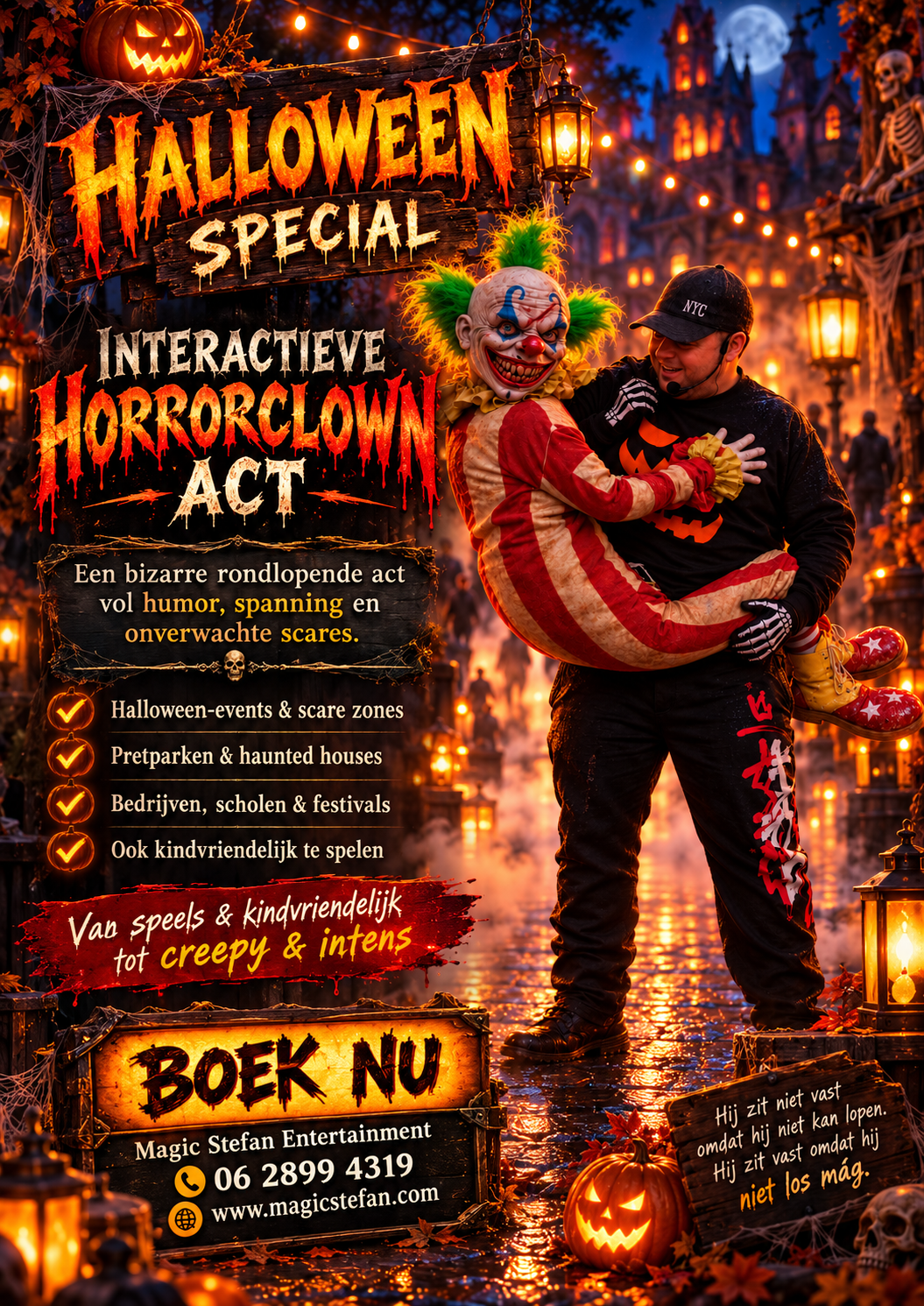 Halloween Scare Act van Magic Stefan met interactieve horrorclown